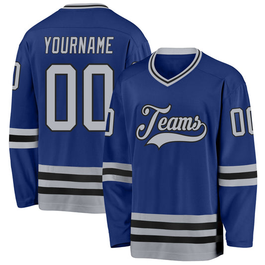Custom Royal Gray-Black Hockey Jersey - Main View