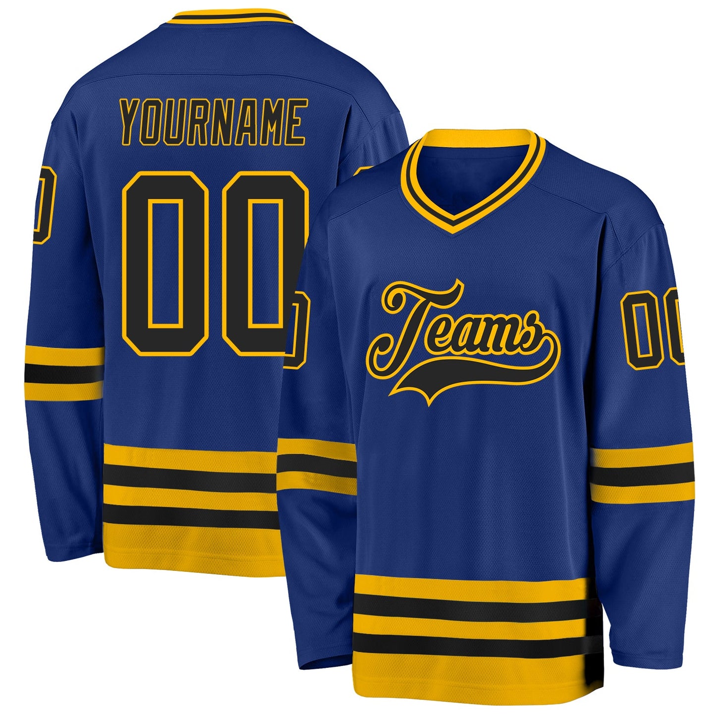 Custom Royal Black-Gold Hockey Jersey - Main View