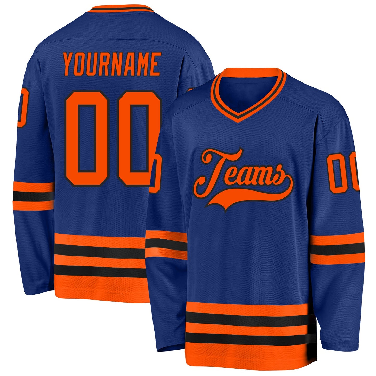 Custom Royal Orange-Black Hockey Jersey - Main View