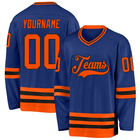 Custom Royal Orange-Black Hockey Jersey - Main View