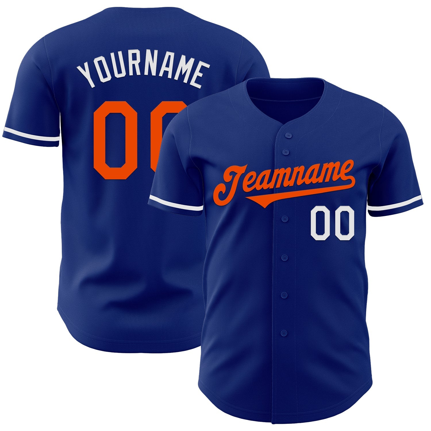 Custom Royal Orange-White Authentic Baseball Jersey - Main View