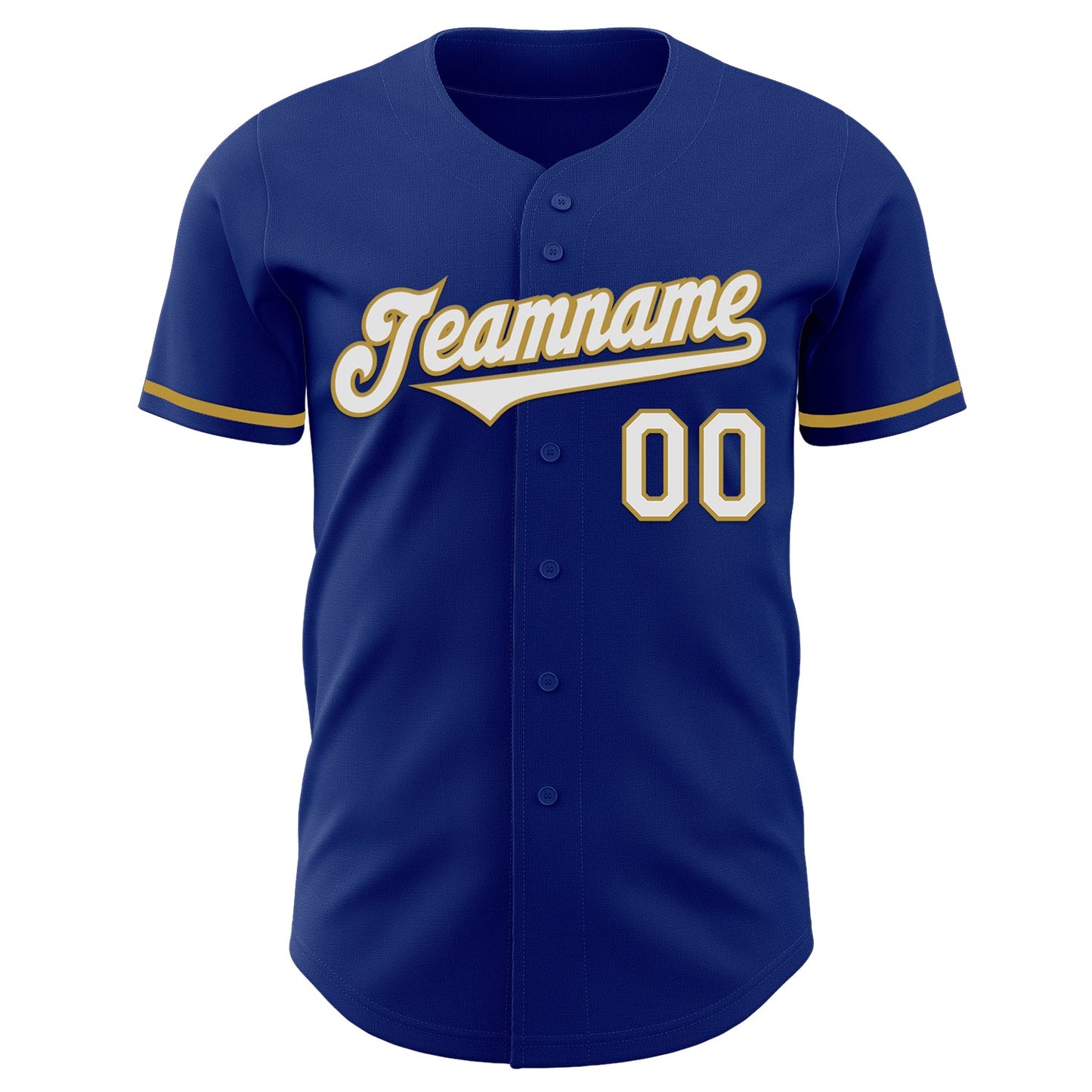 Custom Royal White-Old Gold Authentic Baseball Jersey view 2