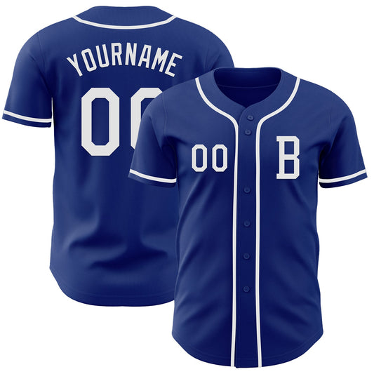 Custom Royal White Authentic Baseball Jersey - Main View