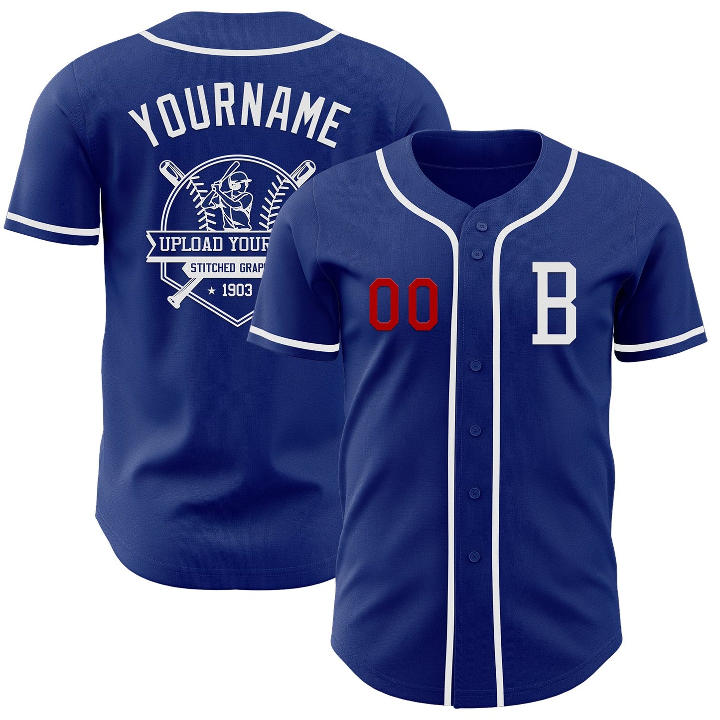 Custom Royal White-Red Authentic Baseball Jersey view 5