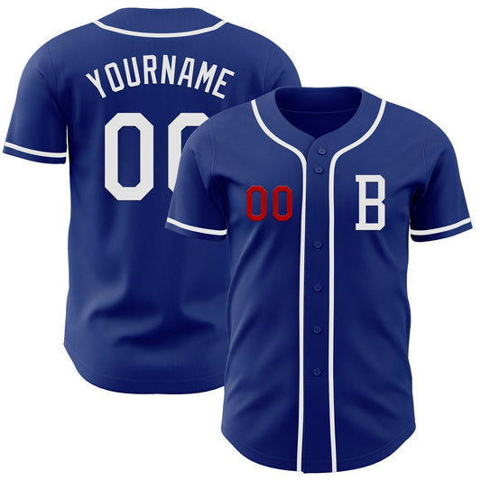 Custom Royal White-Red Authentic Baseball Jersey - Main View