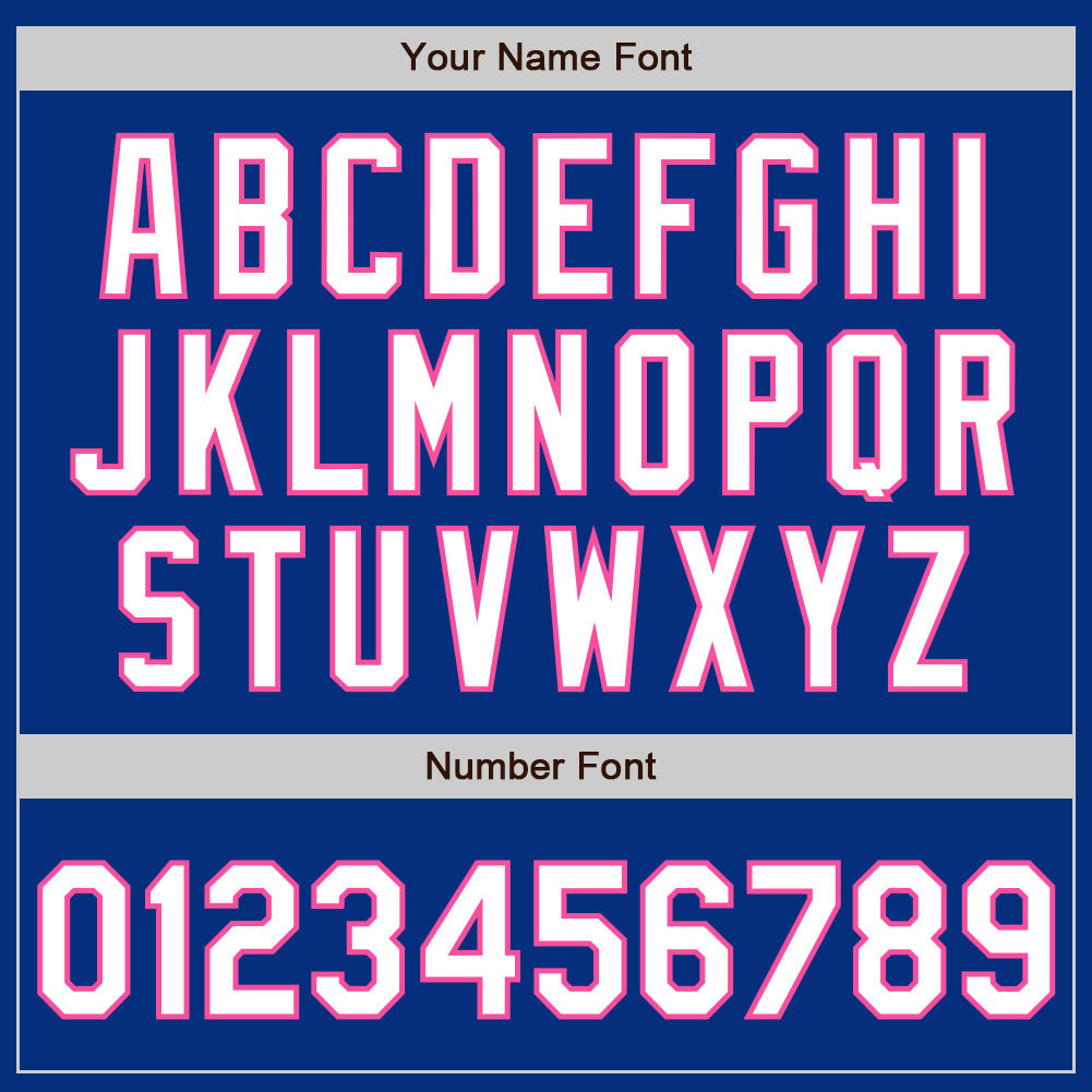 Custom Royal White-Pink Authentic Baseball Jersey view 8
