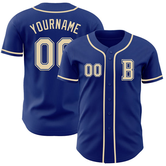 Custom Royal Cream Authentic Baseball Jersey - Main View