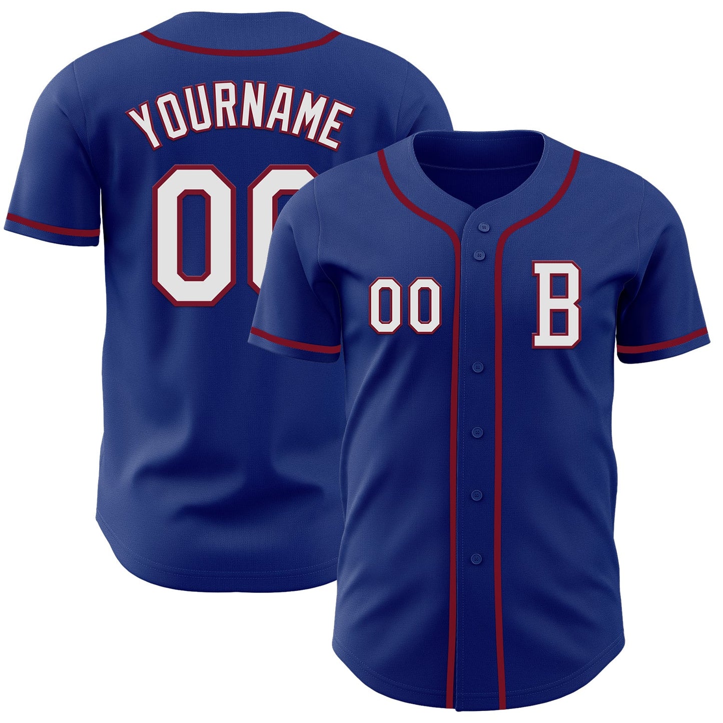 Custom Royal White-Crimson Authentic Baseball Jersey - Main View