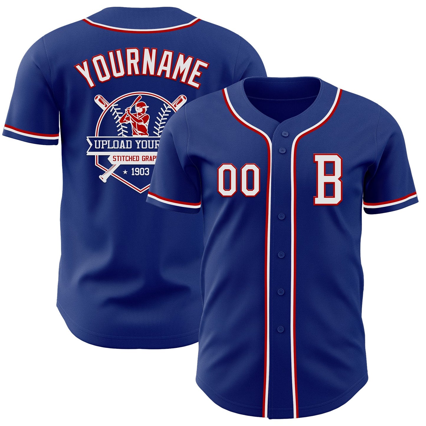 Custom Royal White-Red Authentic Baseball Jersey view 5