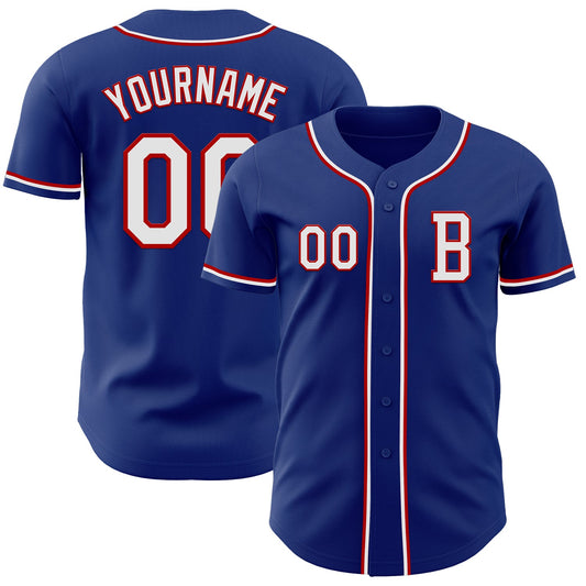 Custom Royal White-Red Authentic Baseball Jersey - Main View
