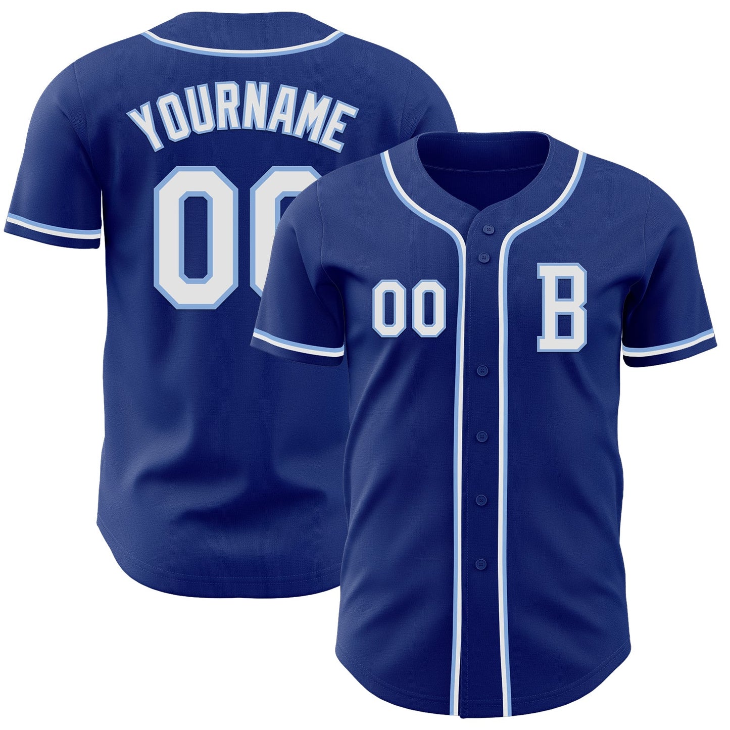 Custom Royal White-Light Blue Authentic Baseball Jersey - Main View