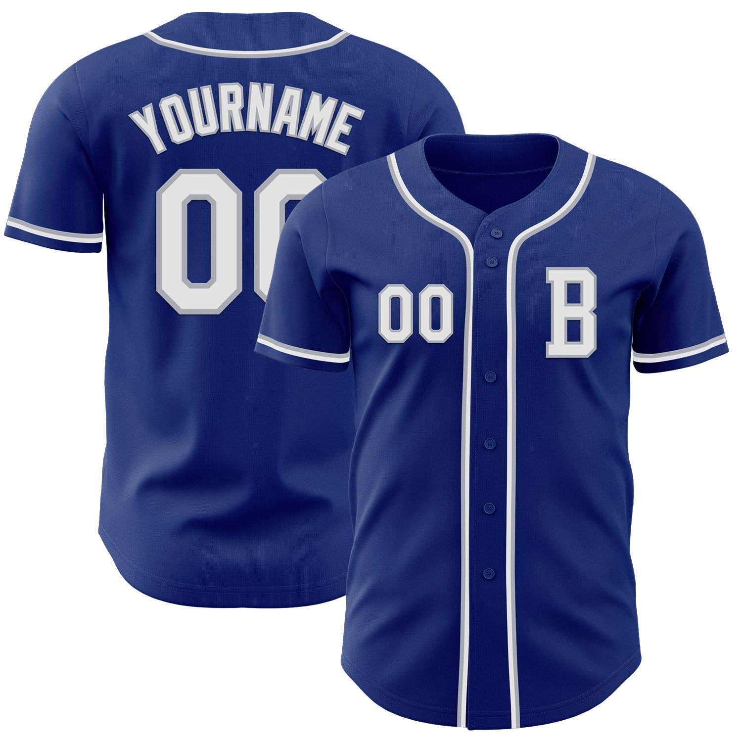 Custom Royal White-Gray Authentic Baseball Jersey - Main View