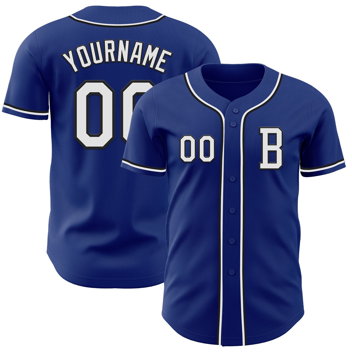 Custom Royal White-Black Authentic Baseball Jersey - Main View