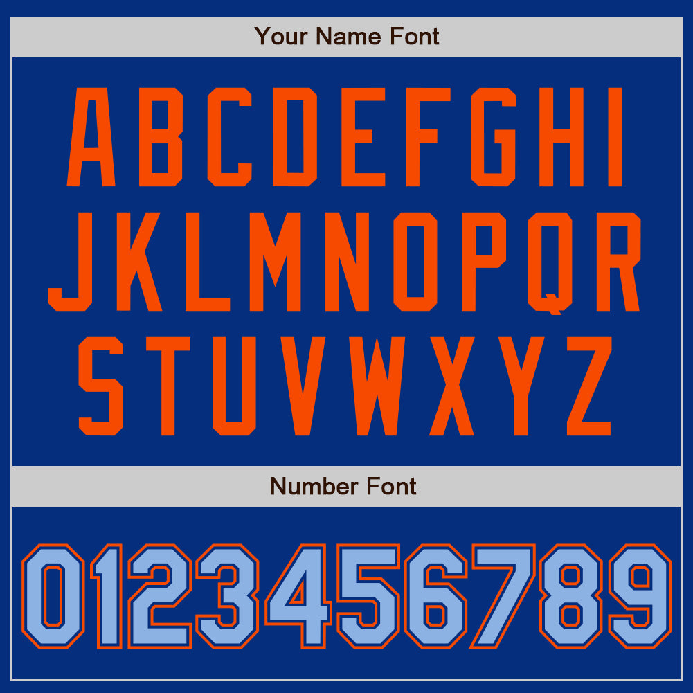 Custom Royal Light Blue-Orange Authentic Baseball Jersey view 8