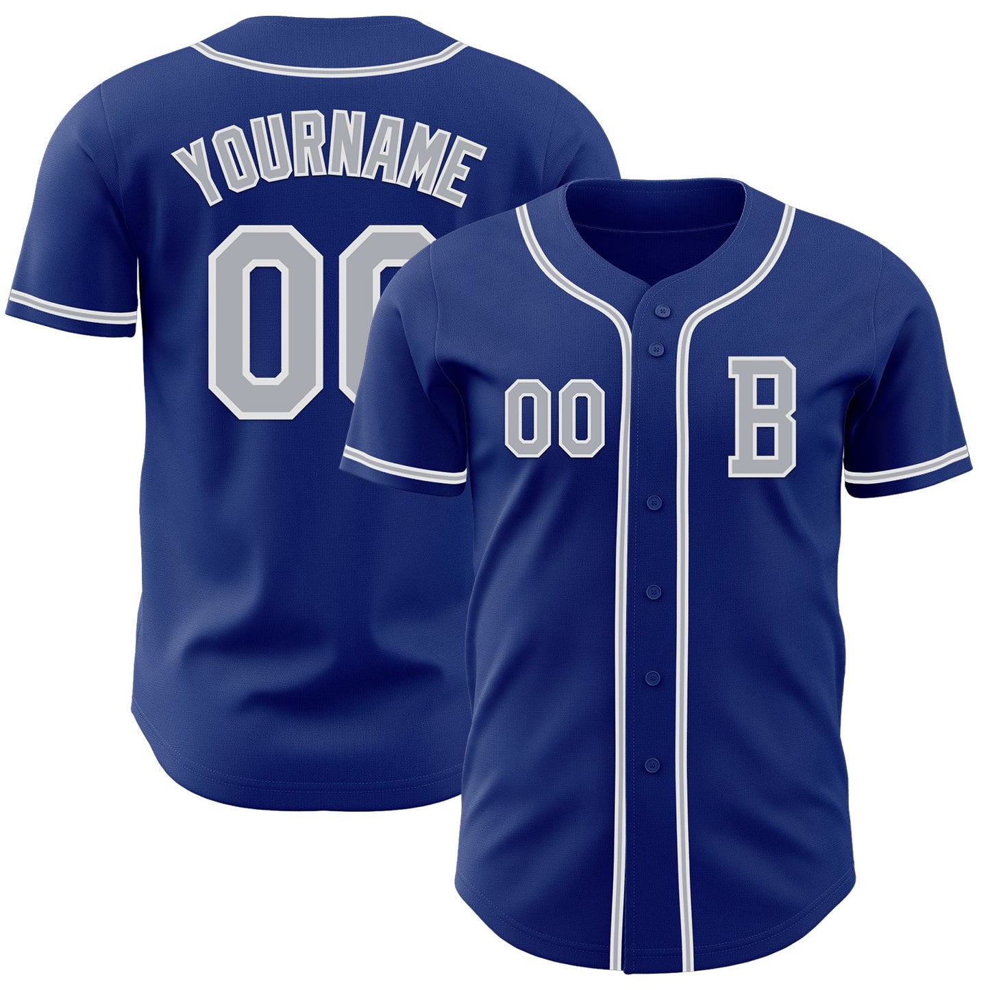 Custom Royal Gray-White Authentic Baseball Jersey - Main View