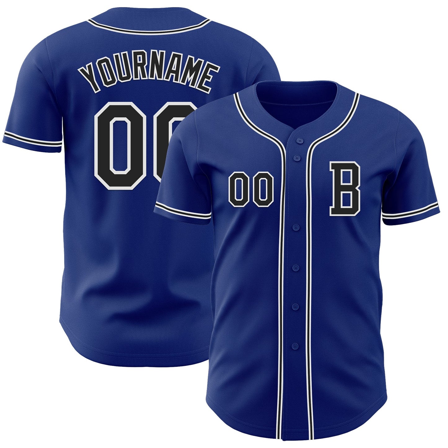 Custom Royal Black-White Authentic Baseball Jersey - Main View