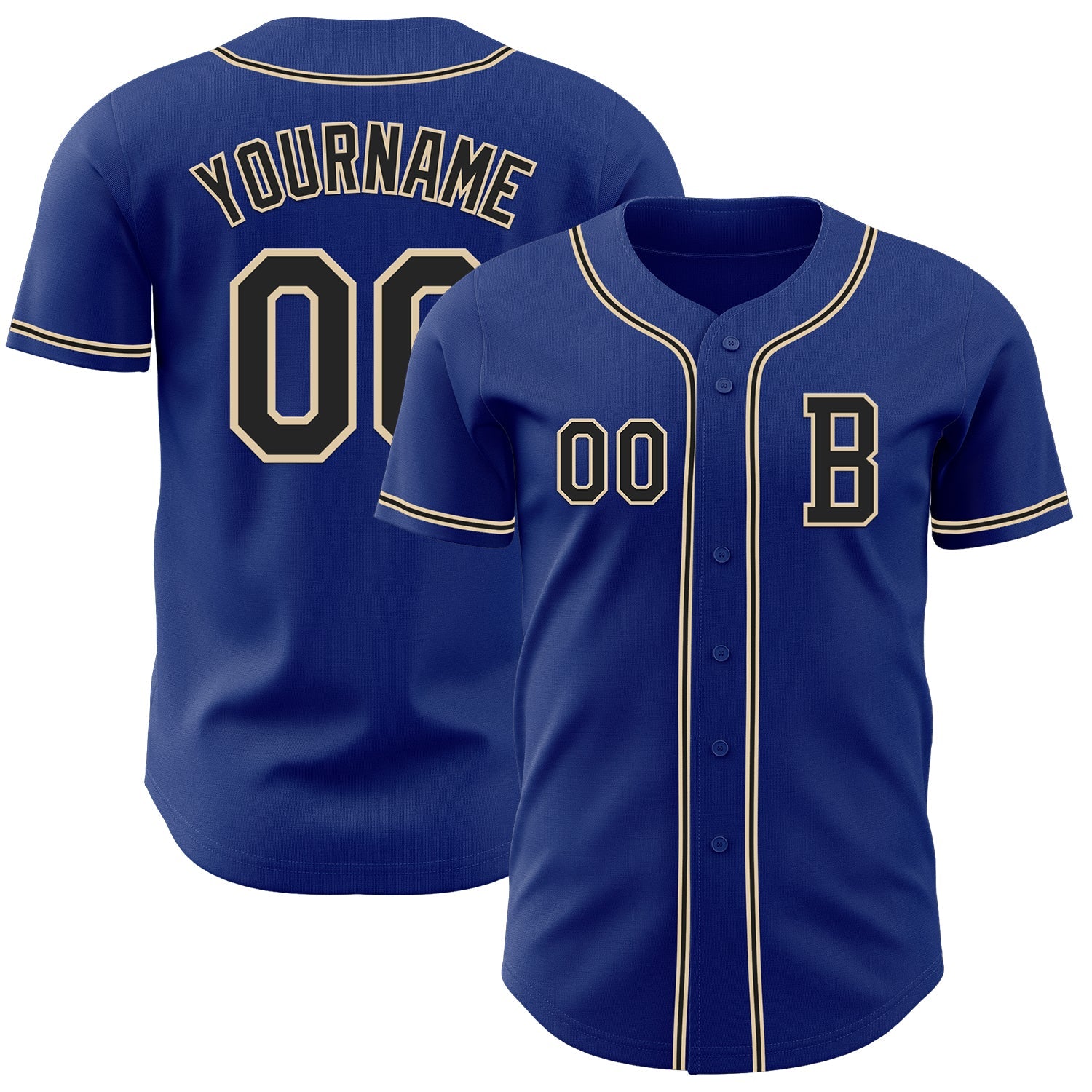 Custom Royal Black-City Cream Authentic Baseball Jersey - Main View