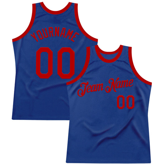 Custom Royal Red Authentic Throwback Basketball Jersey - Main View