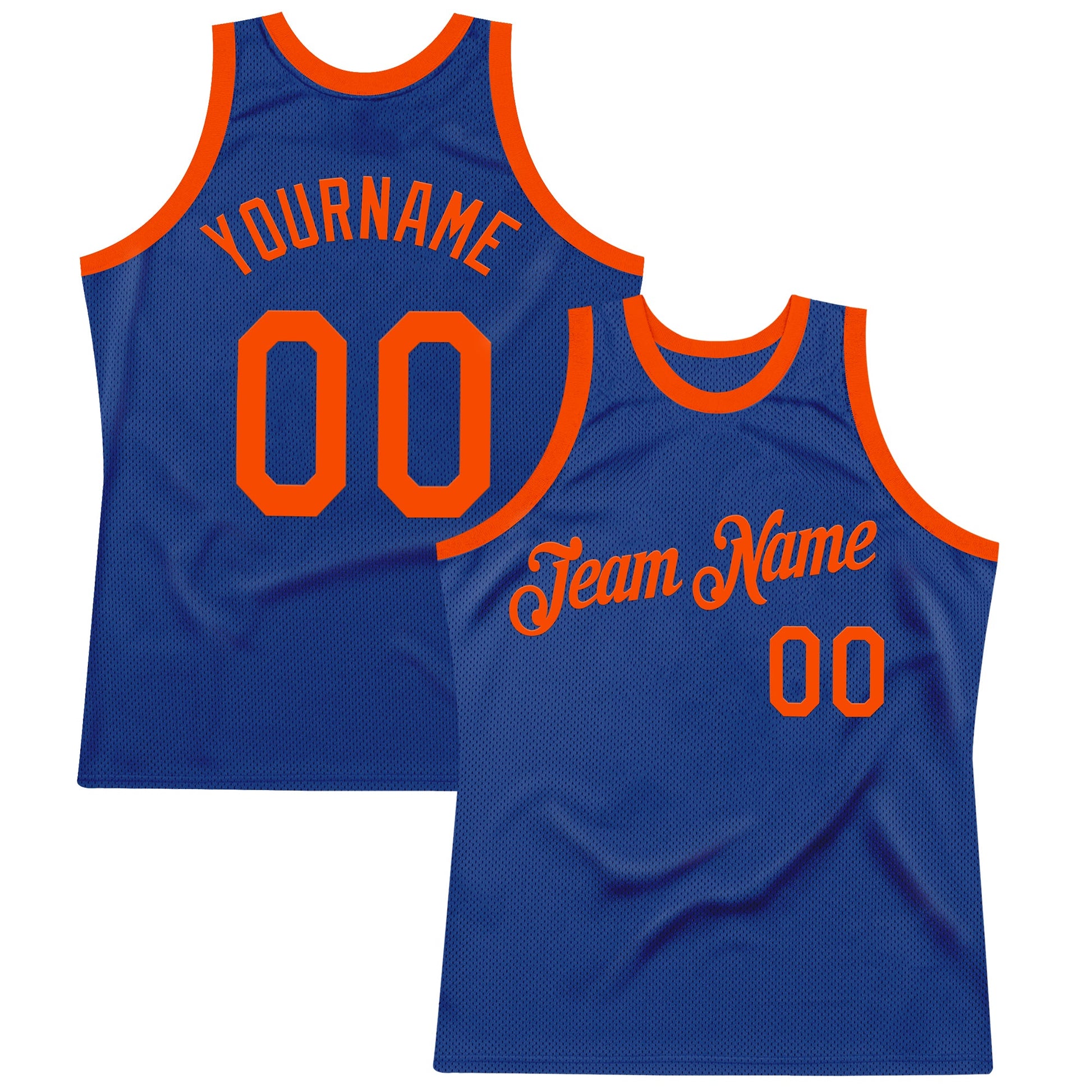 Custom Royal Orange Authentic Throwback Basketball Jersey - Main View