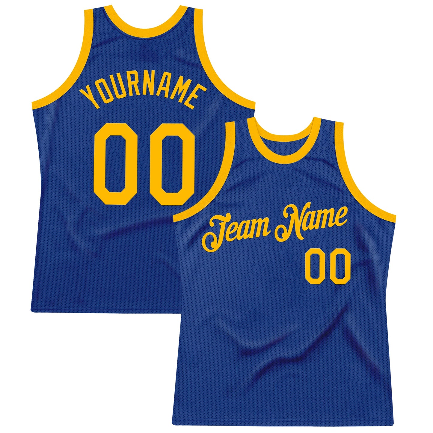 Custom Royal Gold Authentic Throwback Basketball Jersey - Main View