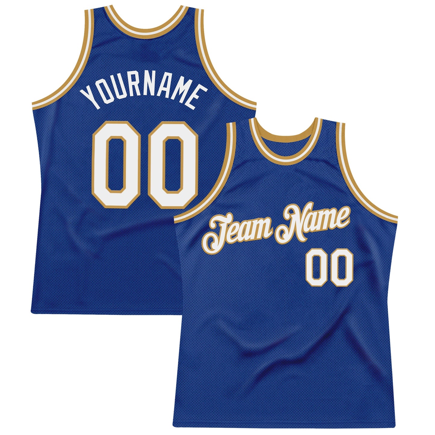 Custom Royal White-Old Gold Authentic Throwback Basketball Jersey - Main View