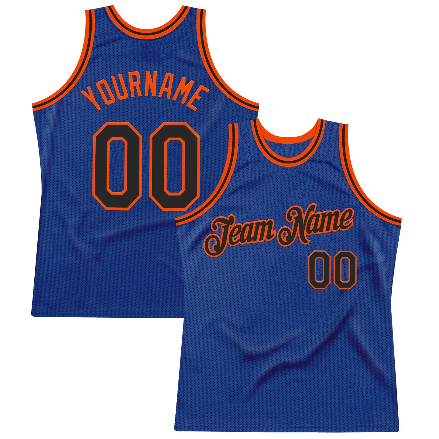 Custom Royal Black-Orange Authentic Throwback Basketball Jersey - Main View