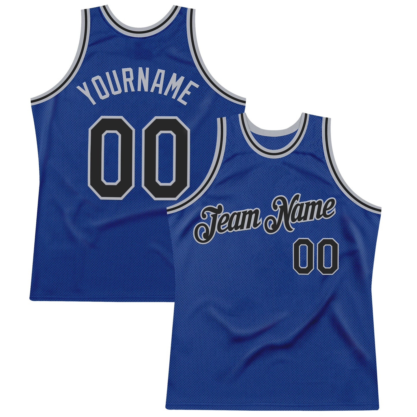 Custom Royal Black-Gray Authentic Throwback Basketball Jersey - Main View