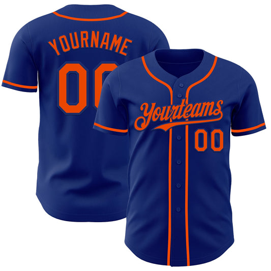 Custom Royal Orange Authentic Baseball Jersey - Main View
