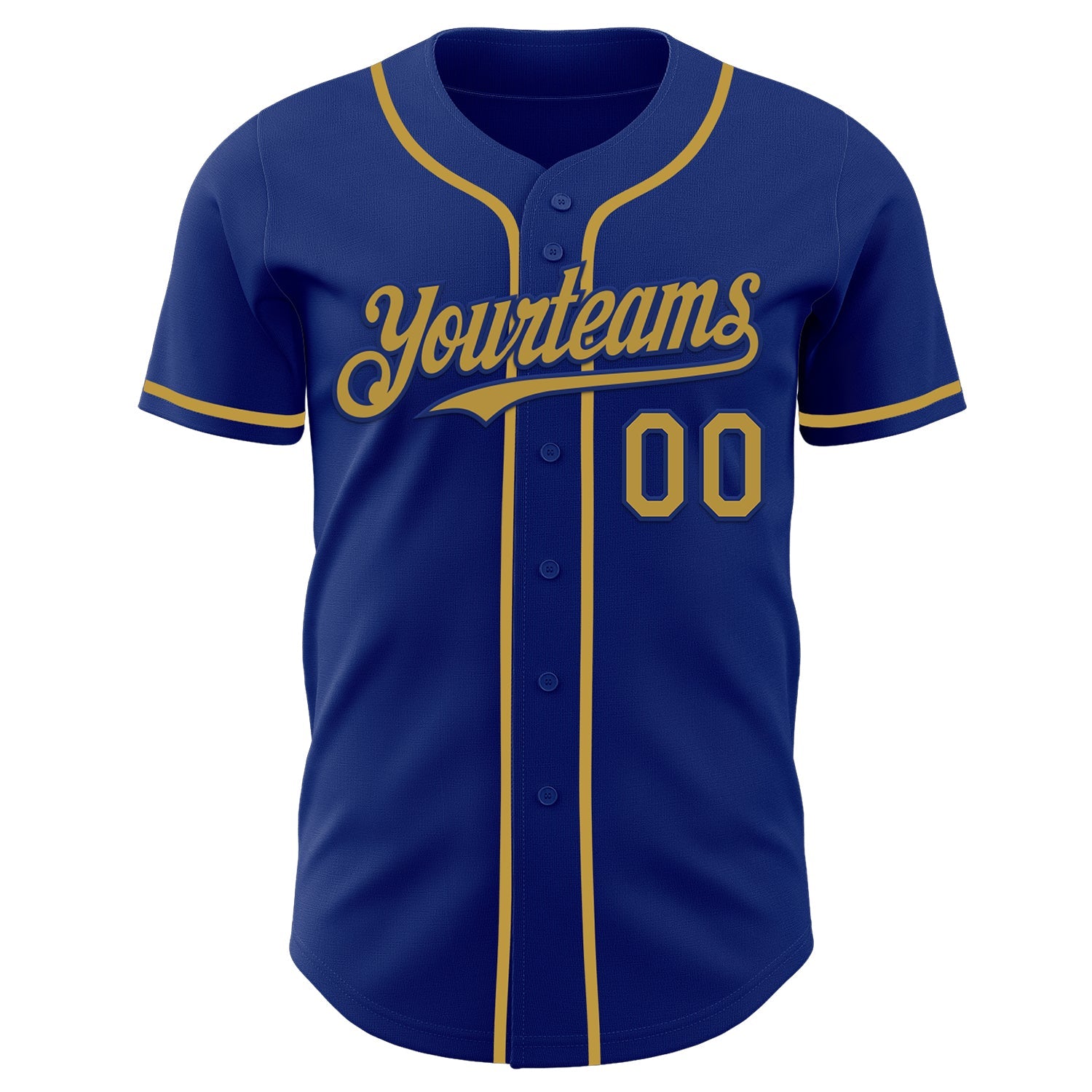 Custom Royal Old Gold Authentic Baseball Jersey view 2