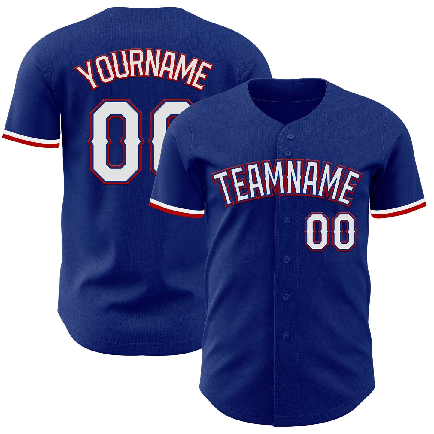 Custom Royal White-Red Authentic Baseball Jersey - Main View