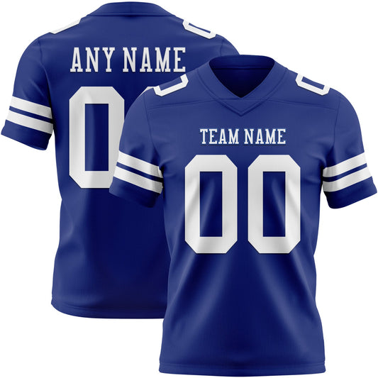 Custom Royal White Authentic Football Jersey - Main View
