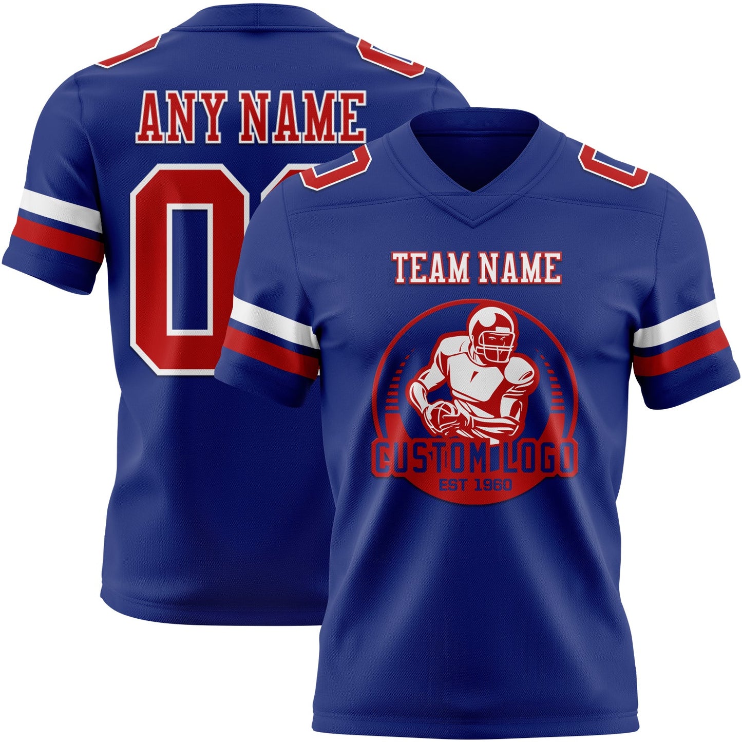 Custom Royal Red-White Authentic Football Jersey view 2