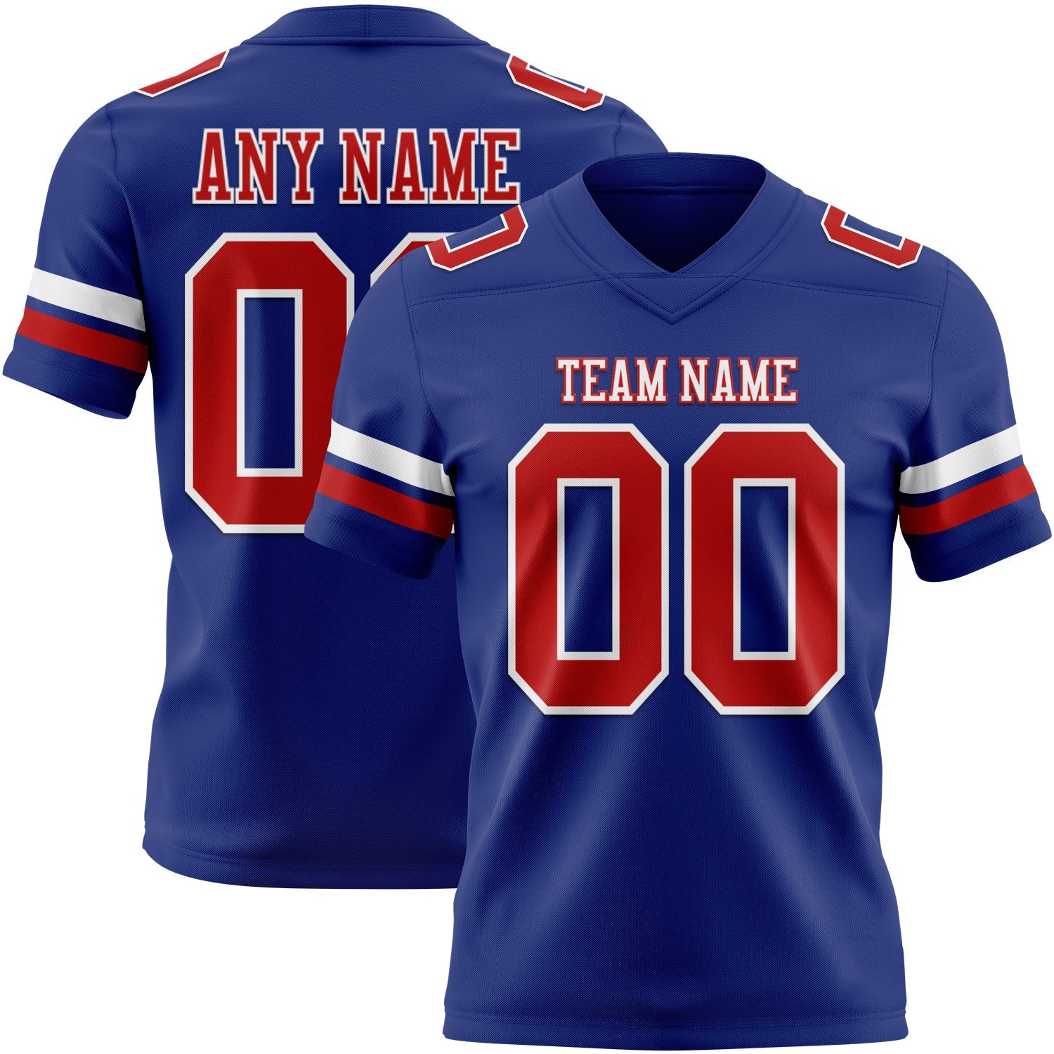 Custom Royal Red-White Authentic Football Jersey - Main View