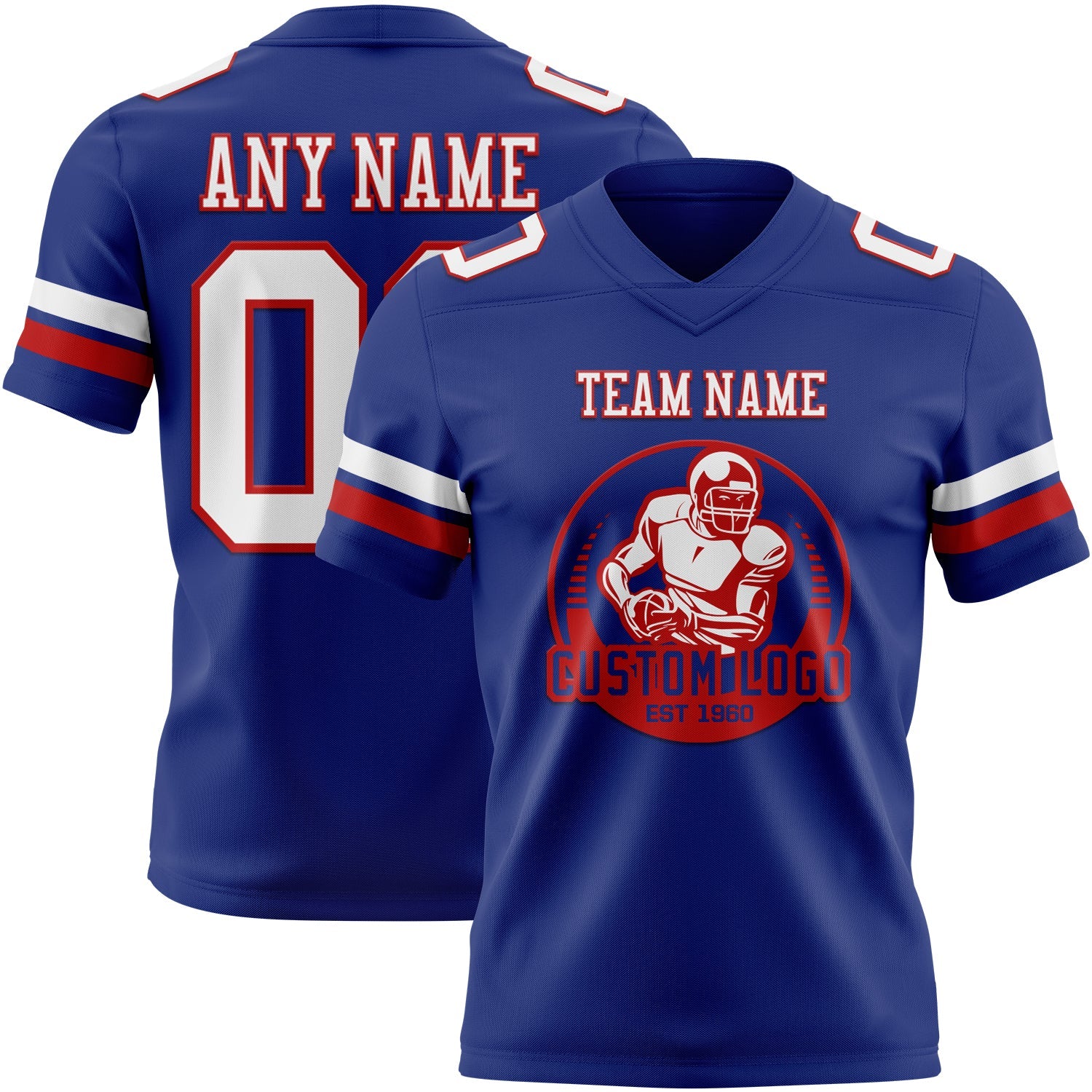 Custom Royal White-Red Authentic Football Jersey view 2