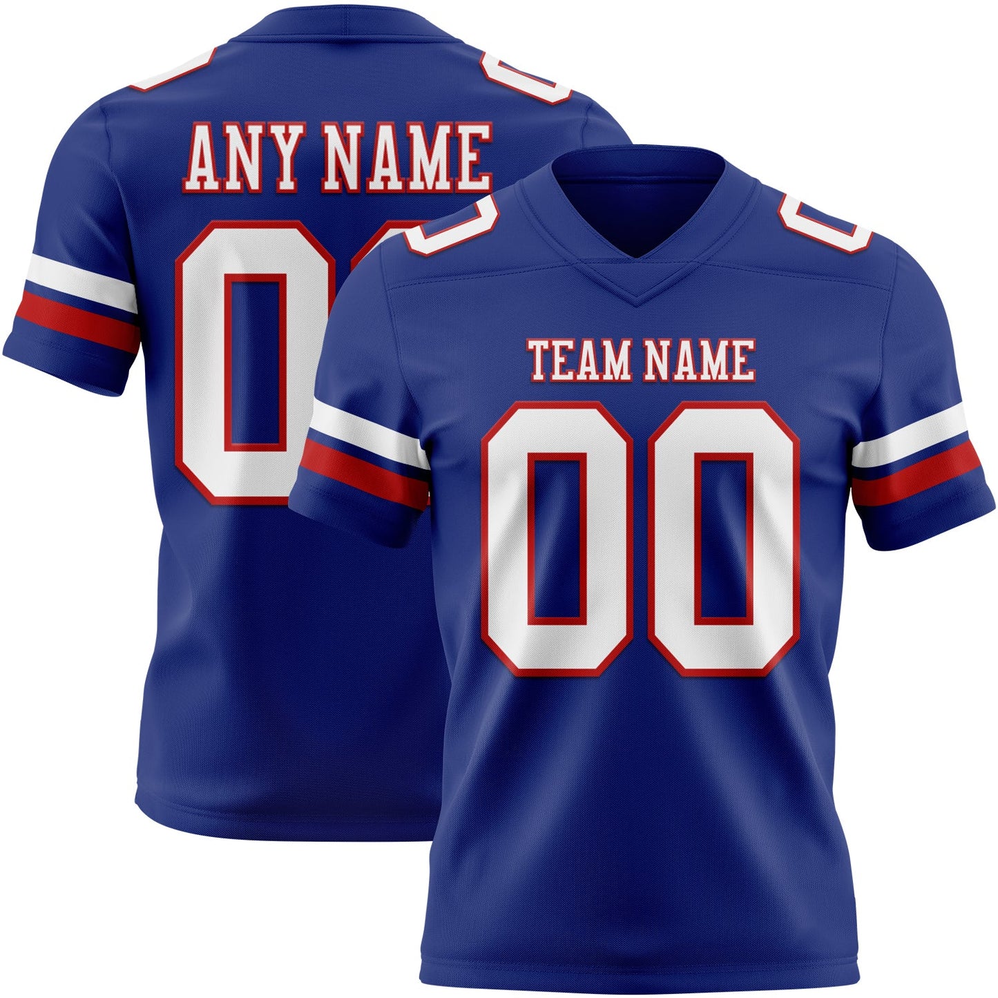 Custom Royal White-Red Authentic Football Jersey - Main View