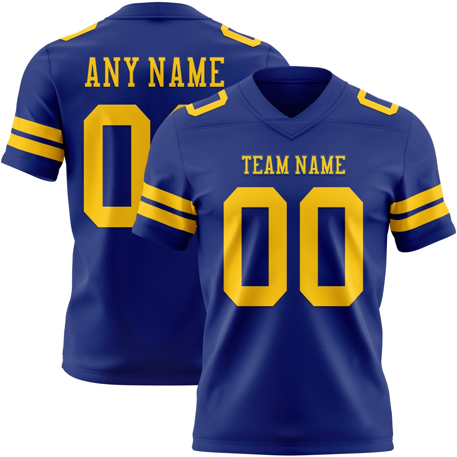 Custom Royal Yellow Authentic Football Jersey - Main View