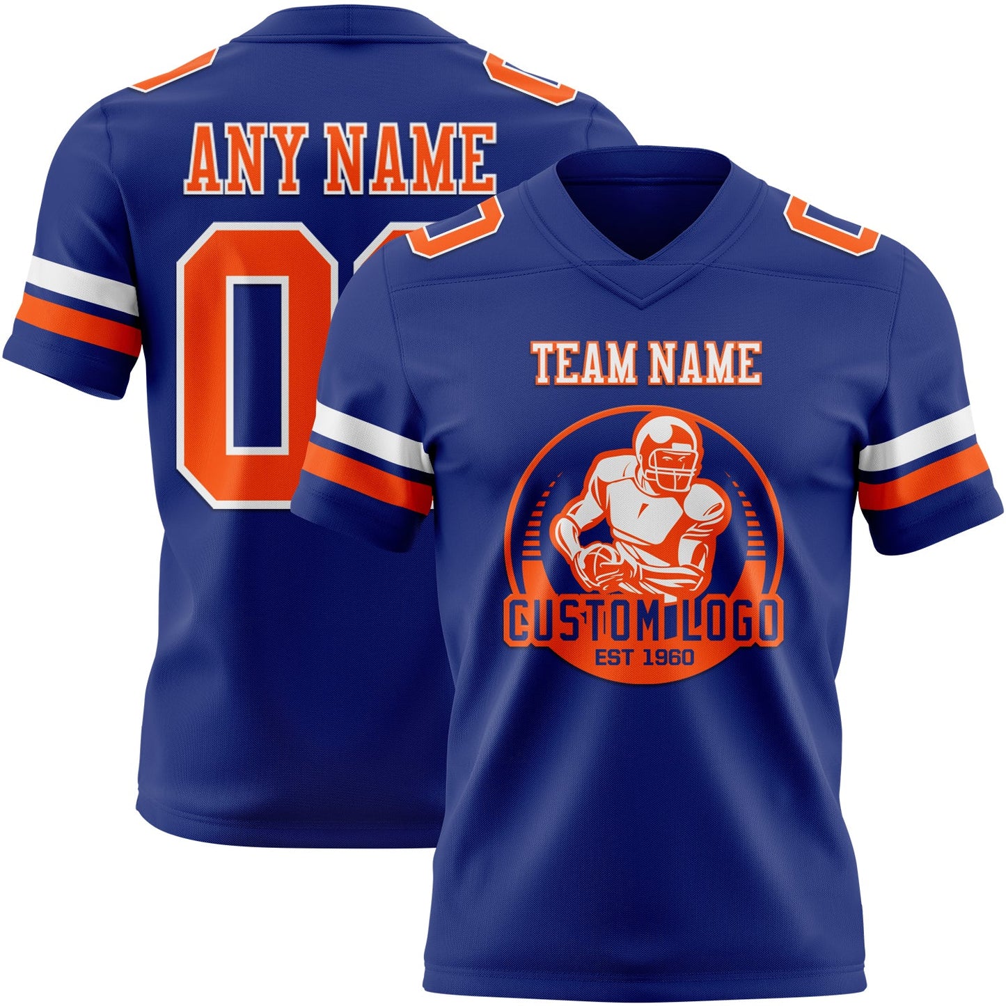 Custom Royal Orange-White Authentic Football Jersey view 2