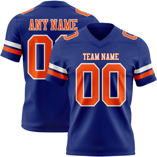 Custom Royal Orange-White Authentic Football Jersey - Main View