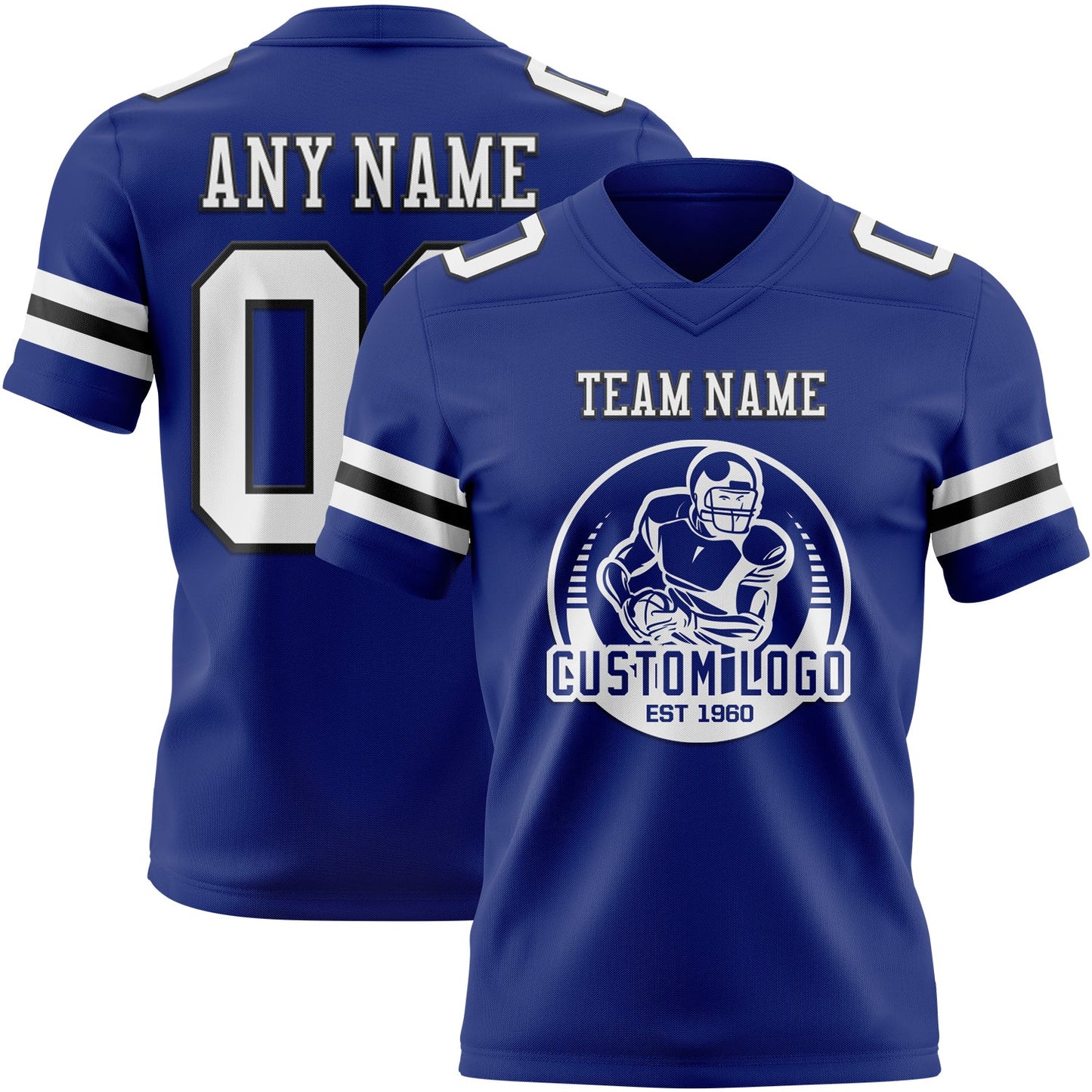 Custom Royal White-Black Authentic Football Jersey view 2