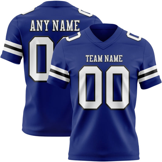 Custom Royal White-Black Authentic Football Jersey - Main View