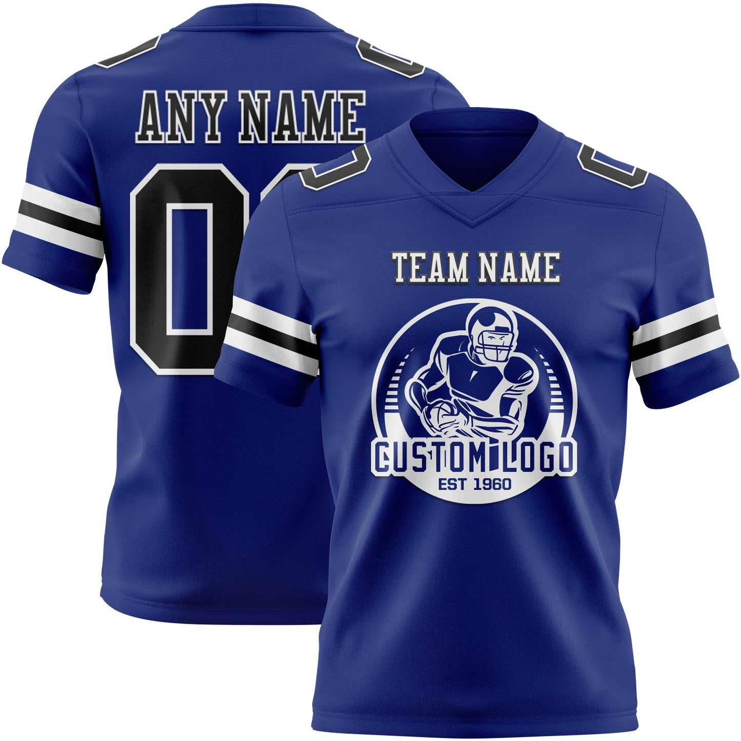 Custom Royal Black-White Authentic Football Jersey view 2