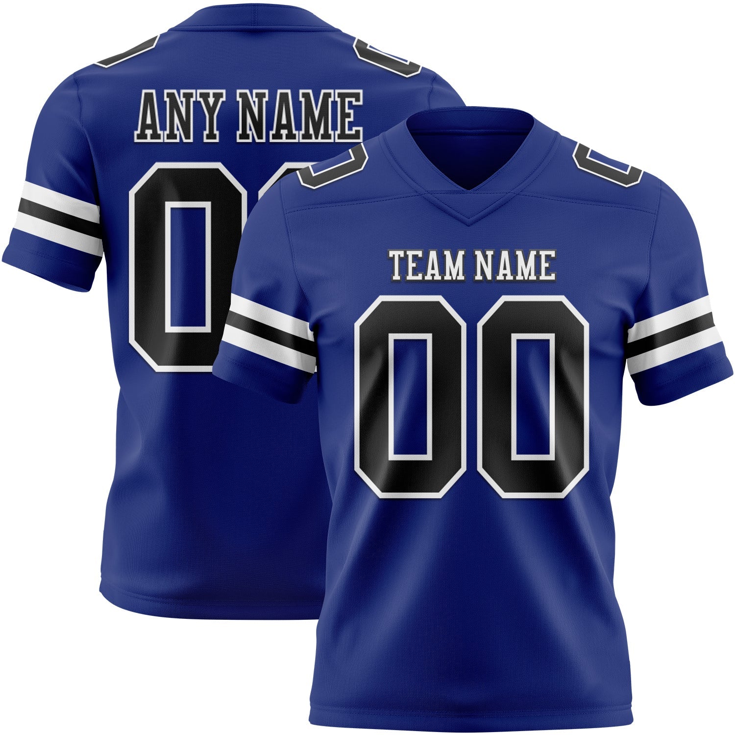 Custom Royal Black-White Authentic Football Jersey - Main View