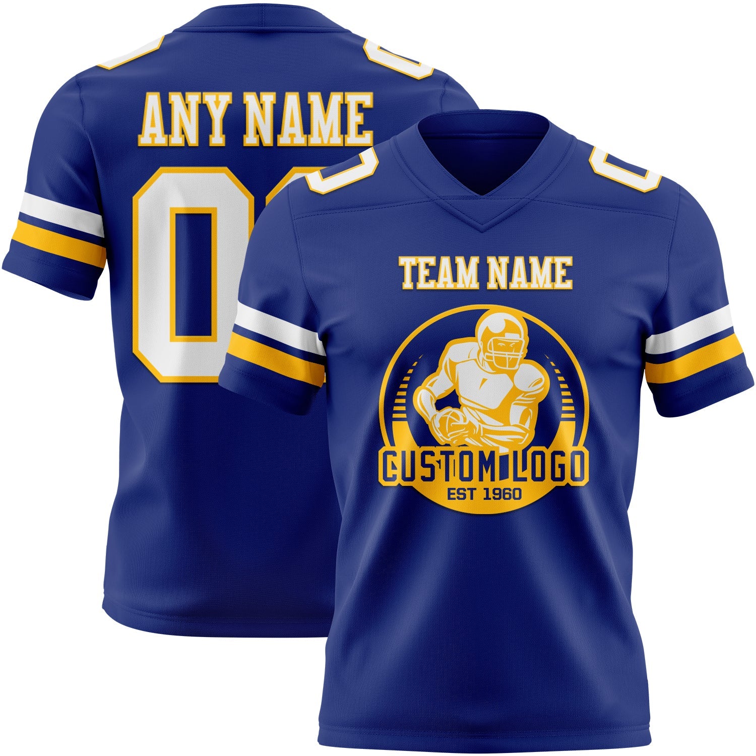 Custom Royal White-Gold Authentic Football Jersey view 2
