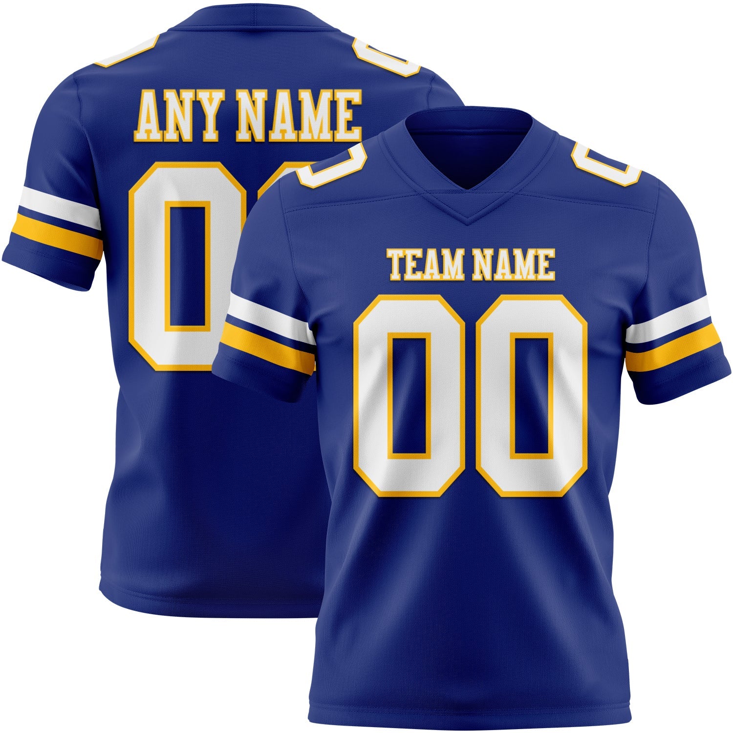 Custom Royal White-Gold Authentic Football Jersey - Main View