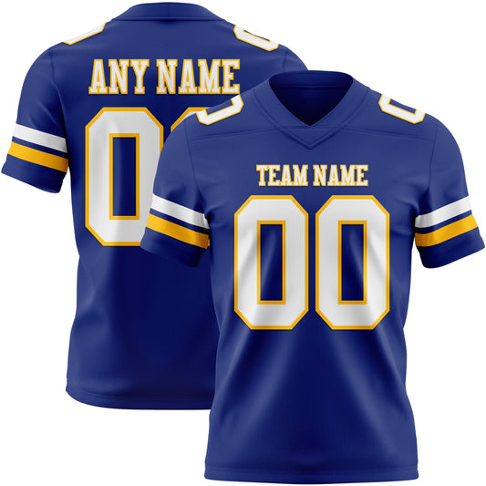 Custom Royal White-Gold Authentic Football Jersey - Main View