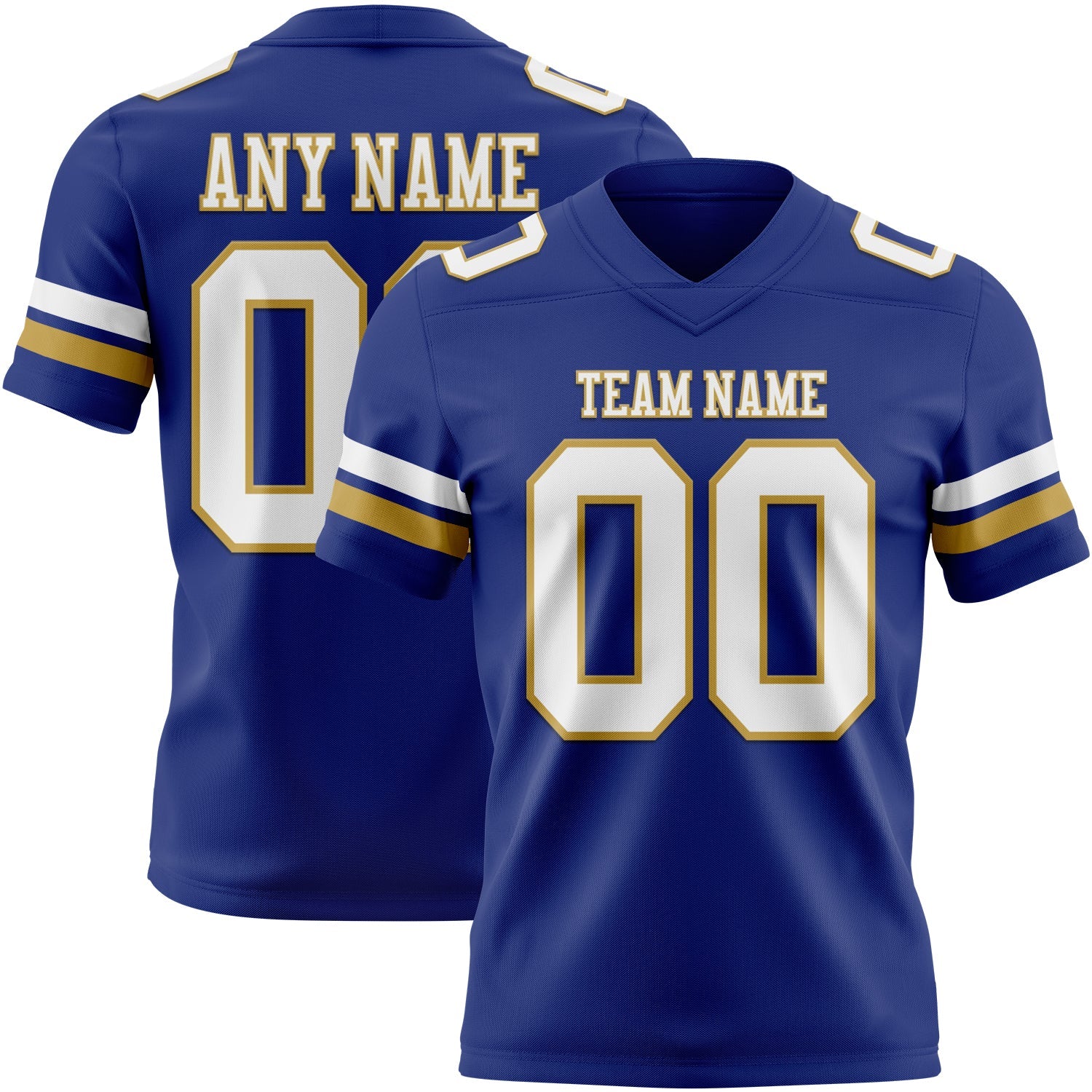 Custom Royal White-Old Gold Authentic Football Jersey - Main View