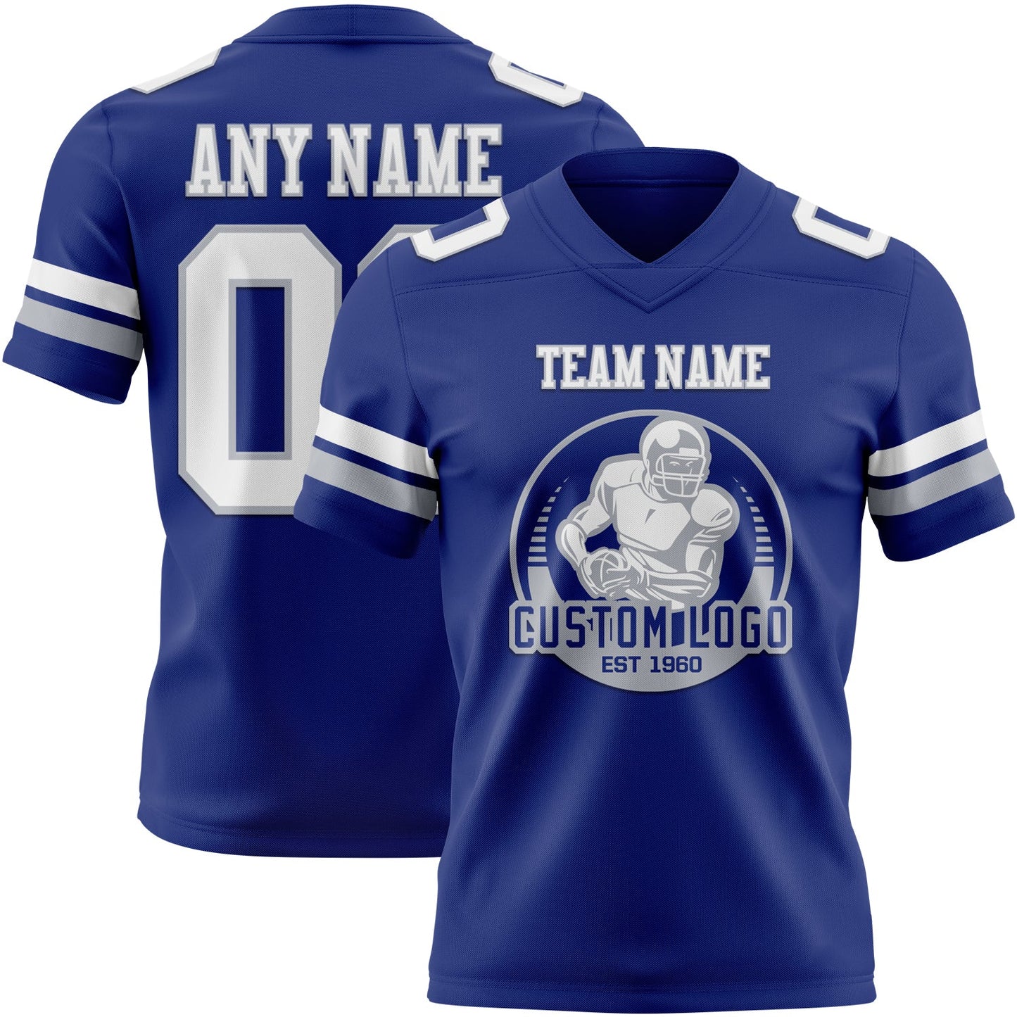 Custom Royal White-Gray Authentic Football Jersey view 2