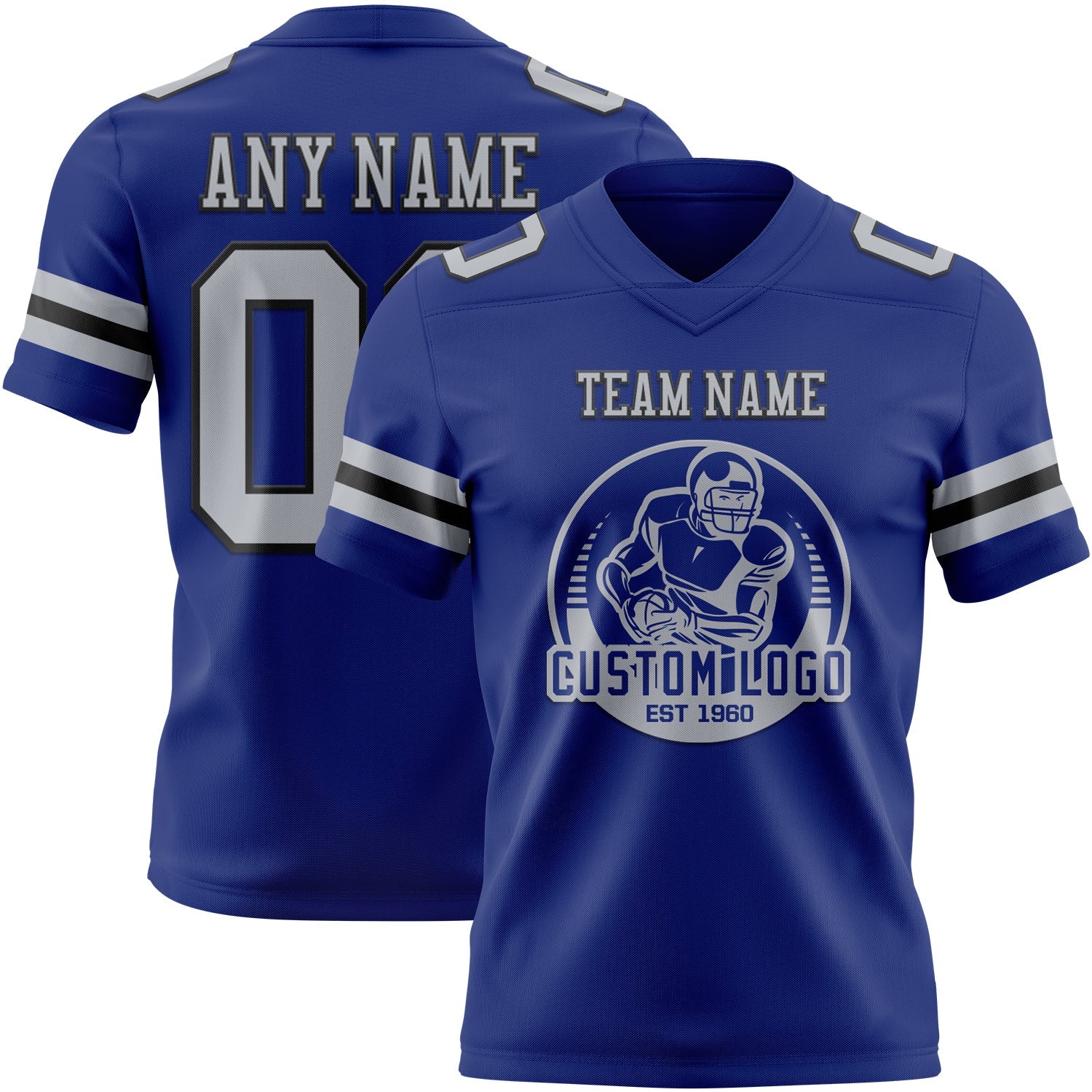 Custom Royal Gray-Black Authentic Football Jersey view 2