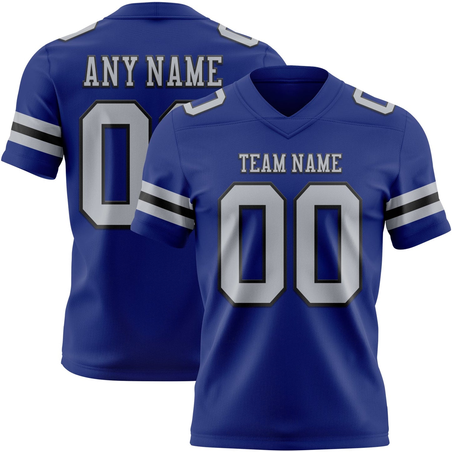 Custom Royal Gray-Black Authentic Football Jersey - Main View
