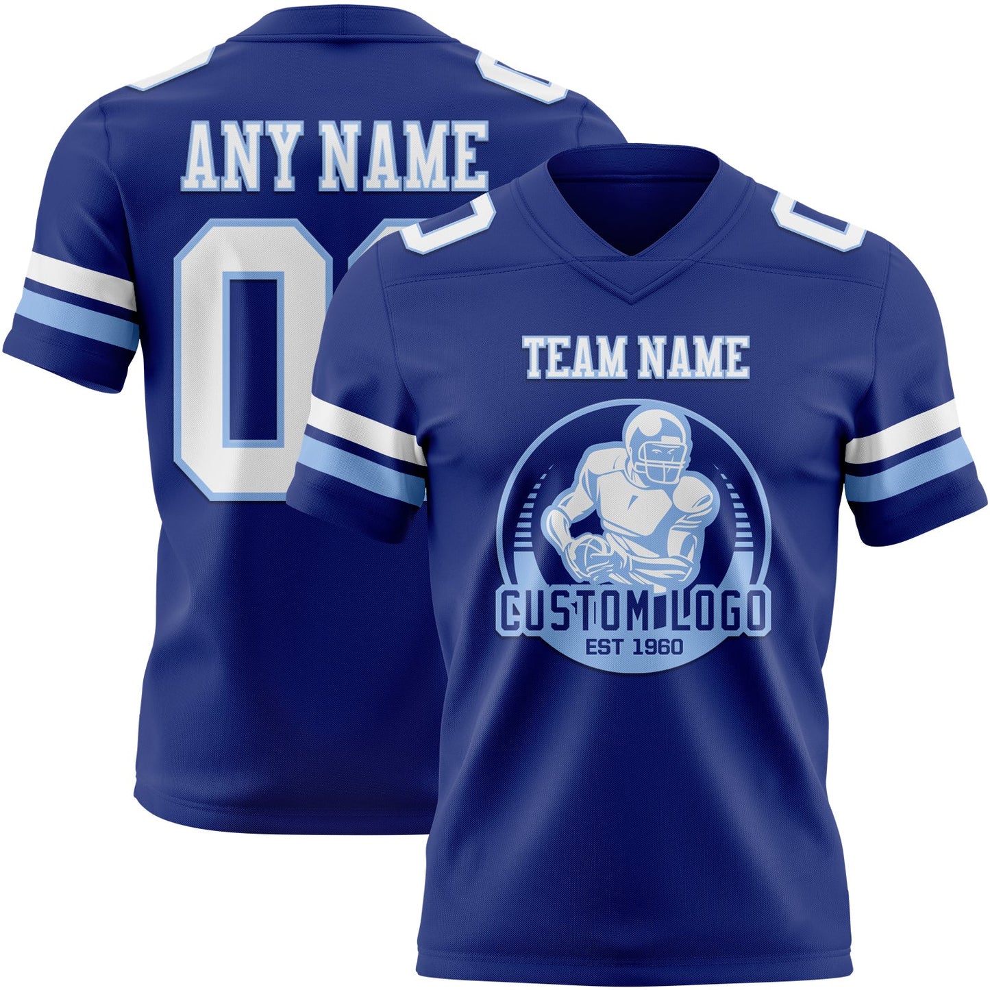 Custom Royal White-Light Blue Authentic Football Jersey view 2